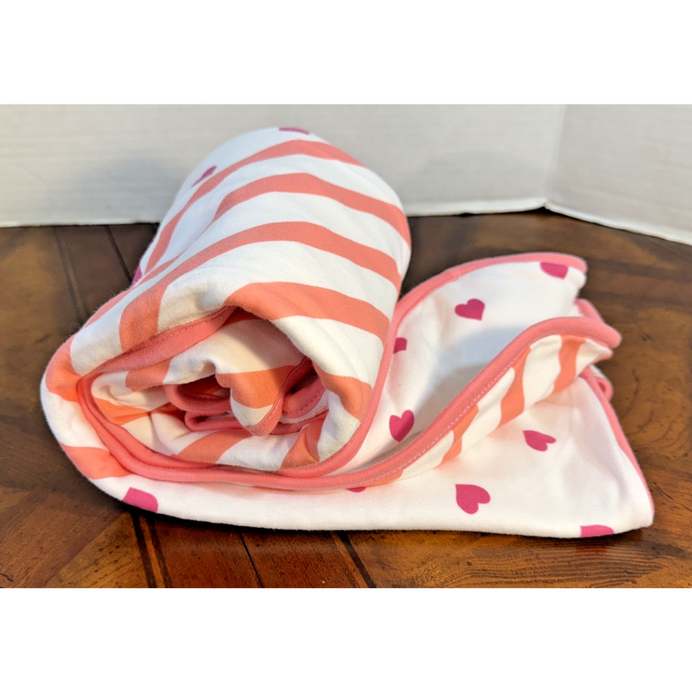 Pottery Barn Kids 100% Organic‎ Cotton Pink And White Stripe Baby Towel w/Hood